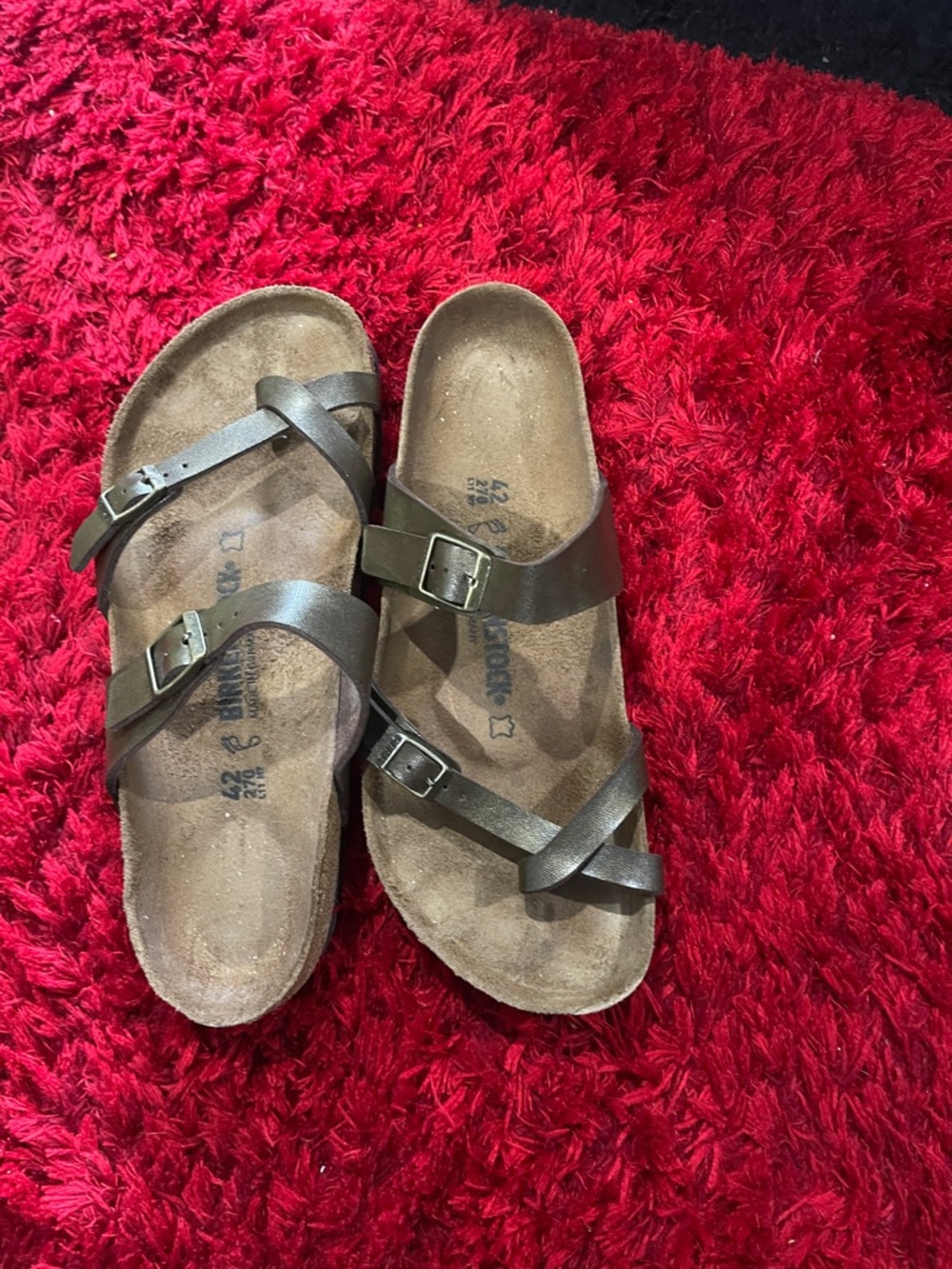 Birkenstock Metallic Bronze Cross-Strap Sandals